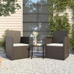 vidaXL 3-delige Loungeset met kussens poly rattan zwart, 3 zitplaatsen, Nieuw, Loungeset, Verzenden