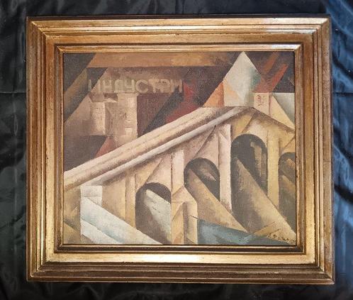 Europese school (XX) - Paesaggio cubista, Antiek en Kunst, Kunst | Schilderijen | Klassiek
