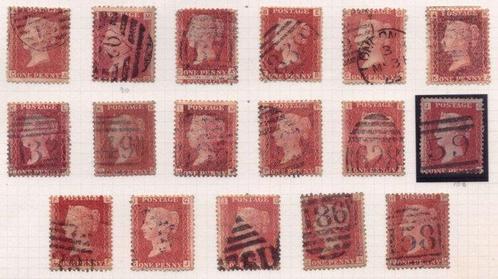 Groot-Brittannië 1858/1879 - 1d selectie van rozerode borden, Postzegels en Munten, Postzegels | Europa | UK