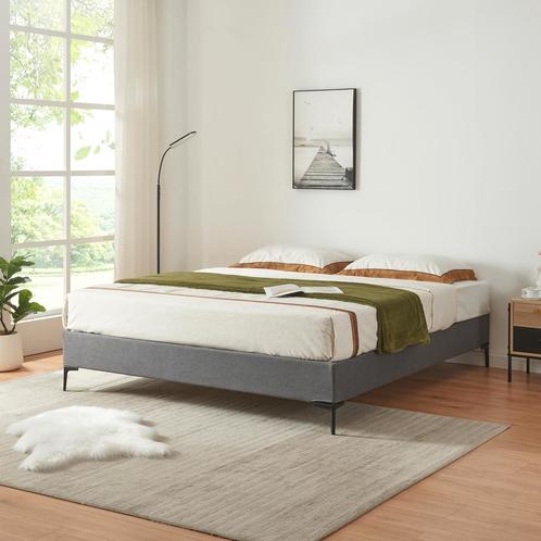 Tweepersoonsbed Lilla met bedbodem 180x200 cm donkergrijs [e, Huis en Inrichting, Slaapkamer | Bedden, Nieuw, Verzenden
