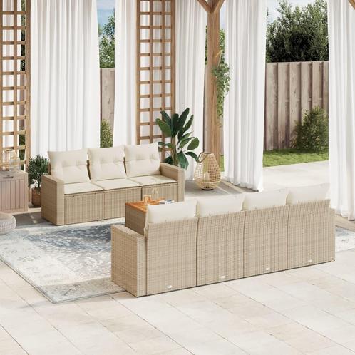 vidaXL 8-delige Loungeset met kussens poly rattan beige, Tuin en Terras, Tuinsets en Loungesets, Loungeset, Nieuw, Rotan, Verzenden