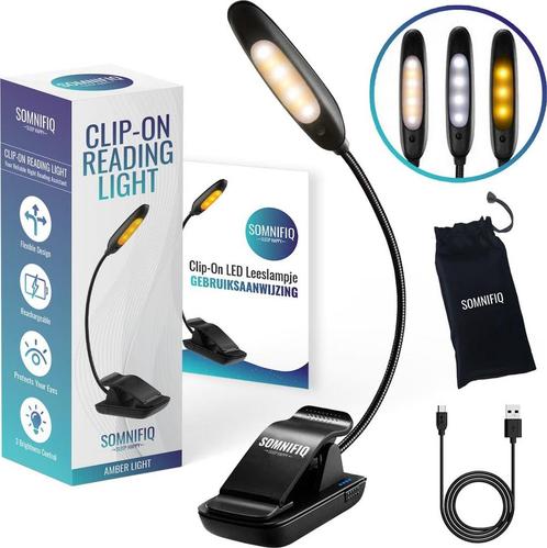 Somnifiq LED Leeslampje met Klem – voor Boek - Amber licht -, Huis en Inrichting, Lampen | Overige, Zo goed als nieuw, Ophalen of Verzenden