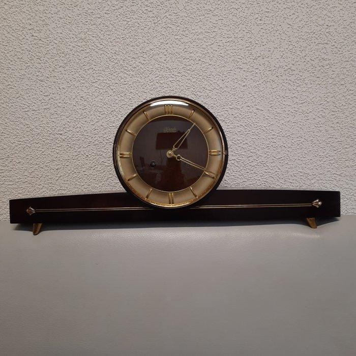 Kaminuhr - Franz Hermle & Sohn - Vintage walnoothout,, Antiek en Kunst, Curiosa en Brocante