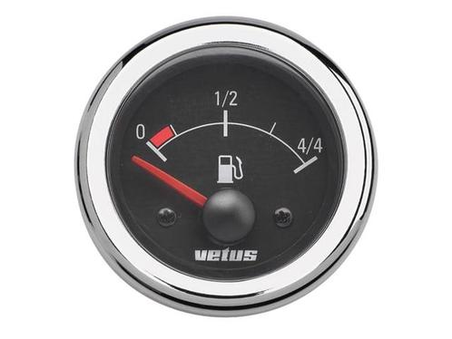 VETUS Brandstofmeter - 12V - Zwart/chroom - inbouwmaat 52 mm, Watersport en Boten, Bootonderdelen, Ophalen of Verzenden