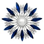 Fako Bijoux® - Broche - Bloem - Ster - Kristal - Blauw - Ø, Sieraden, Tassen en Uiterlijk, Broches, Verzenden, Nieuw