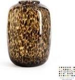 Vaas luipaardprint H30cm Fidrio Glass, Toronto, leppard, Huis en Inrichting, Woonaccessoires | Vazen, Nieuw