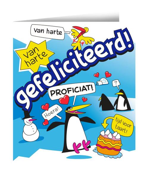 Verjaardagskaart Gefeliciteerd Cartoon 16,5cm, Hobby en Vrije tijd, Feestartikelen, Nieuw, Verzenden
