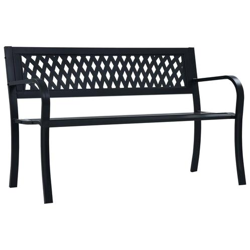 vidaXL Tuinbank 125 cm staal zwart, Tuin en Terras, Tuinbanken, Nieuw, Metaal, Verzenden