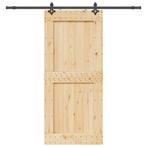 vidaXL Schuifdeur met beslag 100x210 cm massief grenenhout, Doe-het-zelf en Verbouw, Deuren en Horren, Verzenden, Nieuw