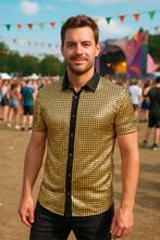 Heren Gouden Disco Blouse – Metallic Jaren 70 - Maat L, Ophalen of Verzenden, Nieuw, Maat 52/54 (L)