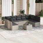 vidaXL 10-delige Loungeset met kussens poly rattan, Verzenden, Nieuw, Rotan, Loungeset