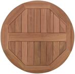 Terrastafel teakhout gietijzer rond 60 cm, Ophalen of Verzenden, Nieuw, Rond, Hout