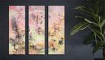 Abstract schilderij in roze, beige, geel en paars – modern k, Verzenden, Nieuw