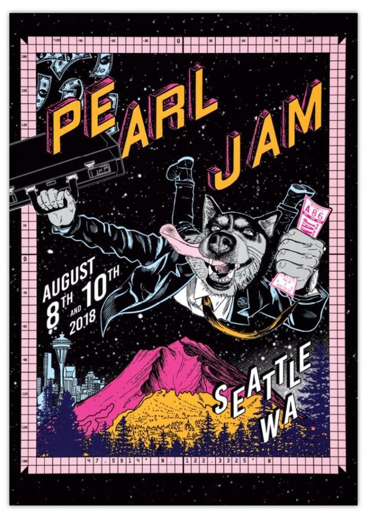 Posters - Poster Pearl Jam - Seattle, Verzamelen, Muziek, Artiesten en Beroemdheden, Zo goed als nieuw, Verzenden