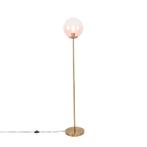 Art deco vloerlamp messing met roze glas - Pallon, Huis en Inrichting, Lampen | Vloerlampen, Nieuw, Overige stijlen