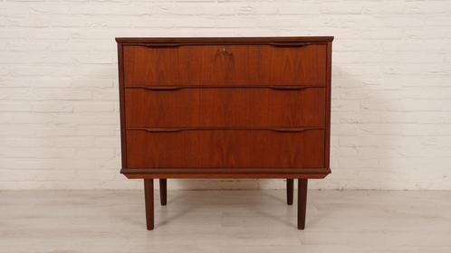 Vintage Deense ladekast | Teak | 3 lades, Huis en Inrichting, Kasten | Ladekasten, Ophalen of Verzenden