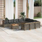 vidaXL 11-delige Loungeset met kussens poly rattan grijs, Tuin en Terras, Verzenden, Nieuw, Rotan, Loungeset