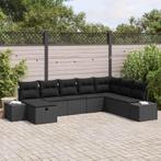 vidaXL Tuin Sofa Set met kussen 8 pcs Zwart Poly riet, Verzenden, Nieuw, Rotan