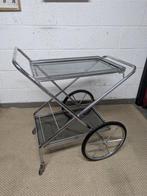 Serveerwagen - Glas, Rubber, Staal - Vintage serveerwagen –, Antiek en Kunst