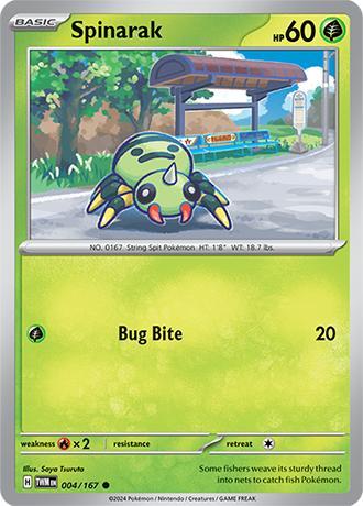 Spinarak 004/167 reverse holo Twilight Masquerade, Hobby en Vrije tijd, Verzamelkaartspellen | Pokémon, Losse kaart, Nieuw, Foil