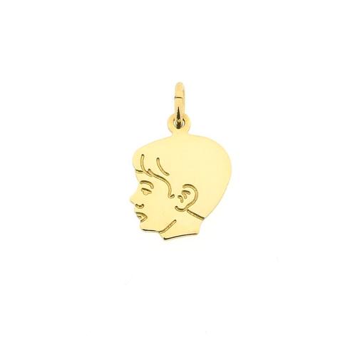 Gouden hanger kinderkopje jongetje (zoon, kettinghanger), Sieraden, Tassen en Uiterlijk, Bedels, Gebruikt, Overige merken, Goud