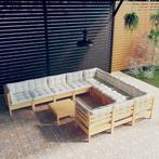 vidaXL 11-delige Loungeset met crèmekleurige kussens, Tuin en Terras, Tuinsets en Loungesets, Verzenden, Nieuw, Loungeset