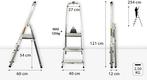 2dekans | Drabest Aluminium Huishoudladder met 3 Treden,, Doe-het-zelf en Verbouw, Ladders en Trappen, Ophalen of Verzenden, Zo goed als nieuw