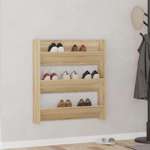 vidaXL Wandschoenenkast 80x18x90 cm bewerkt hout sonoma, Huis en Inrichting, Kasten | Schoenenrekken, Nieuw, Verzenden