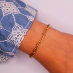 Gouden Paperclip Schakelarmband 14K, Sieraden, Tassen en Uiterlijk, Armbanden, Verzenden, Nieuw, Goud, Goud