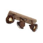 Industriële spot roestbruin met hout kantelbaar 3-lichts -, Huis en Inrichting, Lampen | Spots, Nieuw, Overige materialen, Industrieel