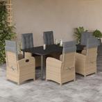 vidaXL 7-delige Tuinset met kussens poly rattan gemengd, 6 zitplaatsen, Nieuw, Tuinset, Verzenden