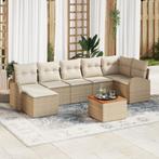 vidaXL Tuin Sofa Set 8 pcs Beige, wit Groot Riet, polyester,, Verzenden, Nieuw, Rotan