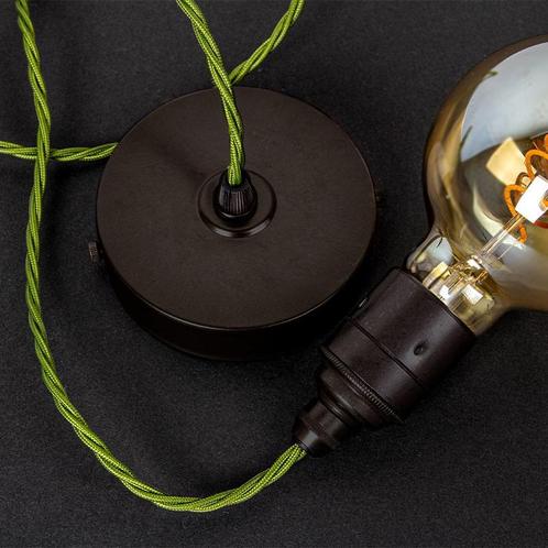 Strijkijzersnoer Olijfgroen Gevlochten, Huis en Inrichting, Lampen | Losse lampen, Ophalen of Verzenden
