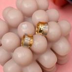 Bicolor gouden klapcreolen met diamant; 0,02 ct. | Ø 13,3 m, Sieraden, Tassen en Uiterlijk, Oorbellen, Gebruikt, Overige kleuren