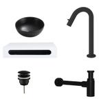 Sani Royal Fontein Waskom Keramiek Zwart met Solid, Tuin en Terras, Nieuw