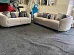 Sale By Maarssen !  3+2 Zits Bankstel Grijs Velvet NU €999,-, Huis en Inrichting, Ophalen, Nieuw, Stof, CHESTERFIELD