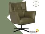 Leren draaifauteuil Lovely - Granada Moss (olijf/groen), Huis en Inrichting, Fauteuils, Nieuw, Ophalen of Verzenden, 75 tot 100 cm