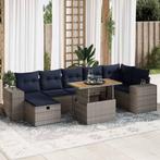 vidaXL 8-delige Loungeset met kussens poly rattan acacia, Tuin en Terras, Verzenden, Nieuw, Rotan, Loungeset