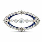 Broche - 18 karaat Witgoud, 18K witgouden Art Deco 2,05 ct