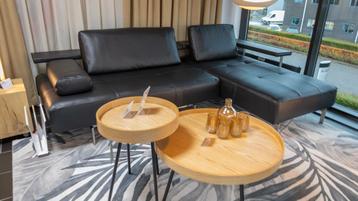 Rolf Benz Dono hoekbank refurbished zwart Siena leer beschikbaar voor biedingen