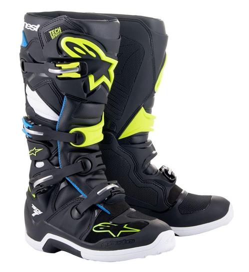 Alpinestars Tech 7 Black Enamel Blue Yellow Fluo, Motoren, Kleding | Motorkleding, Heren, Nieuw met kaartje, Laarzen, Verzenden