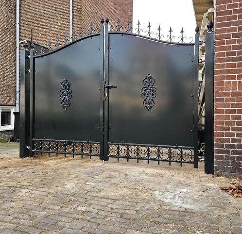 Inrijpoorten, sierhekwerk, schuifpoorten, lamellen hekwerk, Tuin en Terras, Tuinhekken en Hekwerk, Met poort, Nieuw, IJzer, Sierhekwerk