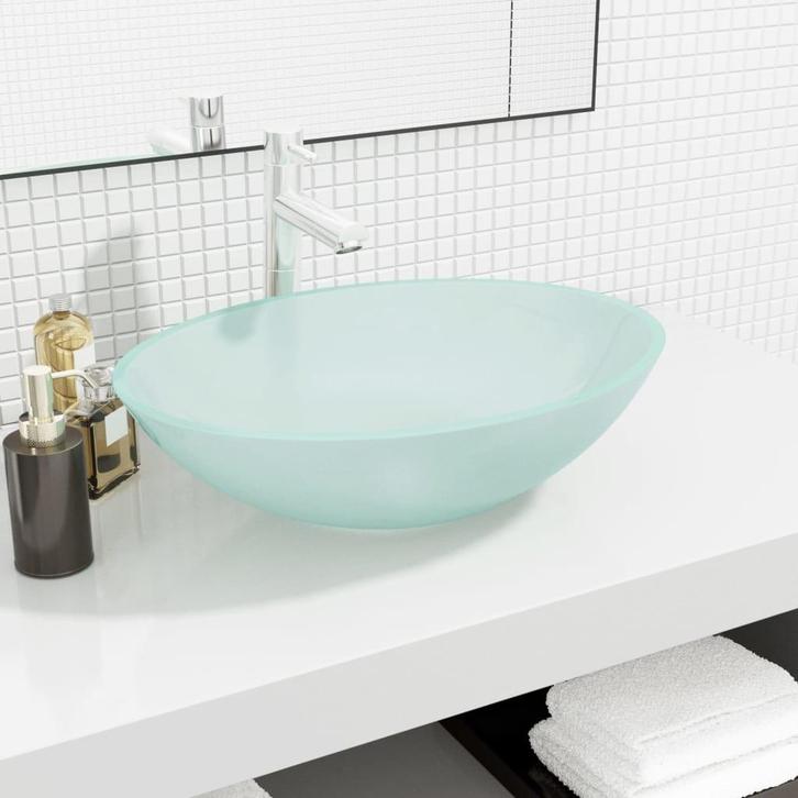 vidaXL Wasbak 50x37x14 cm glas mat, Doe-het-zelf en Verbouw, Sanitair, Nieuw, Verzenden