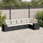 vidaXL 6-delige Loungeset met kussens poly rattan zwart, Tuin en Terras, Verzenden, Nieuw, Rotan, Loungeset