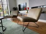 leren fauteuils zonder armleuning met kruisframe - groen le, Huis en Inrichting, Fauteuils, Nieuw, Ophalen of Verzenden, 75 tot 100 cm