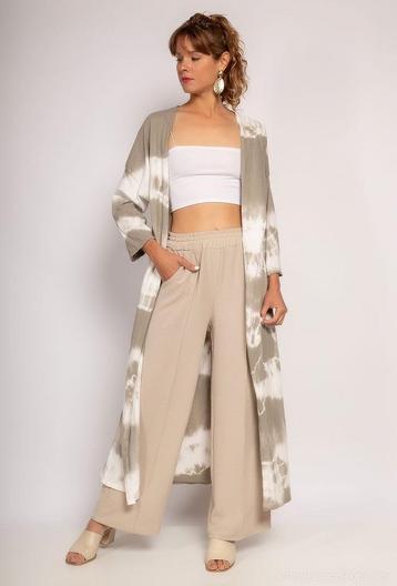 Lange zomer katoen vest in Baltische design - Kleur TAUPE - beschikbaar voor biedingen