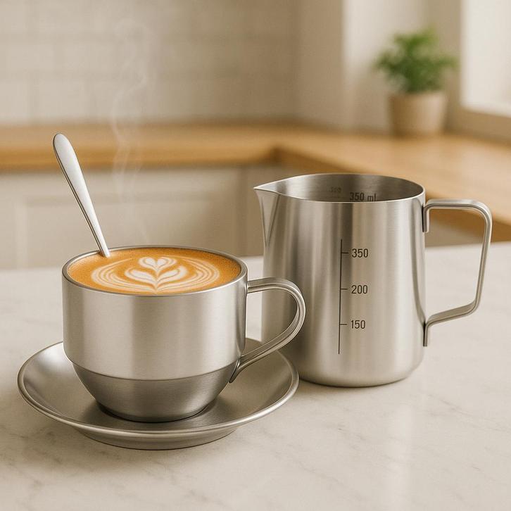 RVS Melkkan 350ml – Barista Pitcher, Huis en Inrichting, Keuken | Tupperware, Nieuw, Verzenden