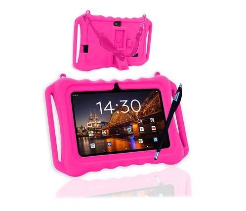 AngelTech Kindertablet Slim – 3+4GB RAM – 64+64GB - Roze, Computers en Software, Android Tablets, 7 inch of minder, 64 GB, Wi-Fi