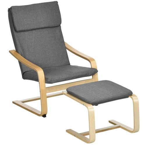 TRUUSK Relaxstoel met Voetenbank - Grijs - Met Armleuning -, Huis en Inrichting, Fauteuils, Nieuw, Verzenden
