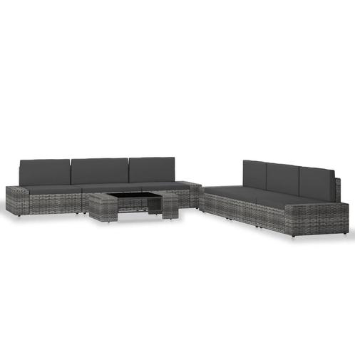 vidaXL 7-delige Loungeset poly rattan grijs, Tuin en Terras, Tuinsets en Loungesets, Loungeset, Nieuw, 7 zitplaatsen, Rotan, Verzenden